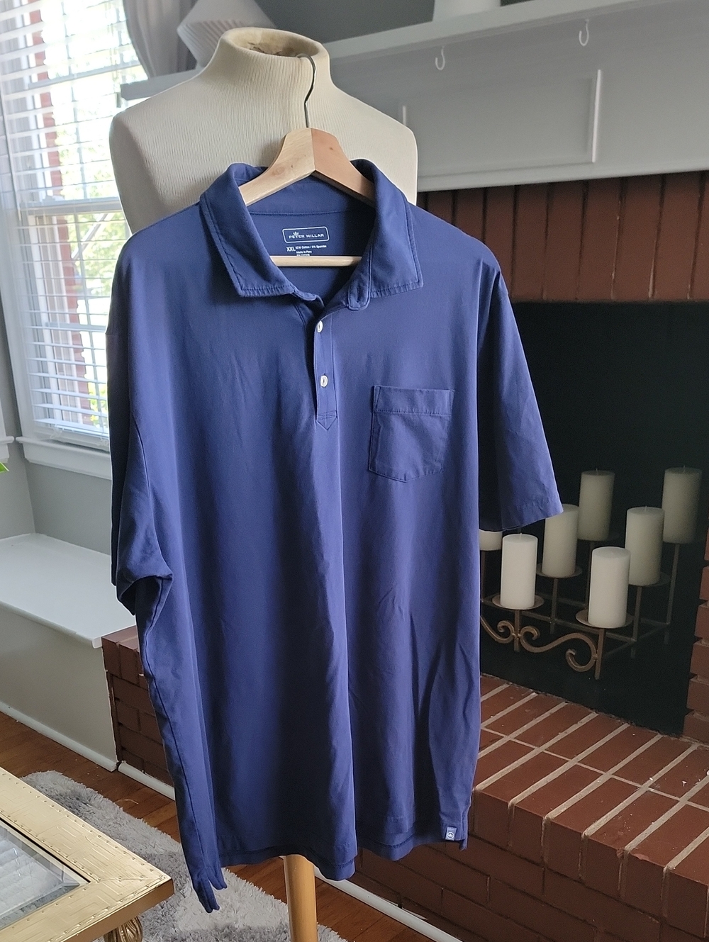 Peter Millar Deep Navy Short Sleeve Polo with Chest Pocket